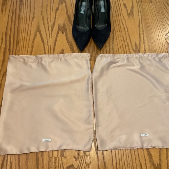 Prada Navy Suede Block Heel Pumps Size 36½ | Italian | Pointed Toe | Dust Bags - Picture 9 of 14